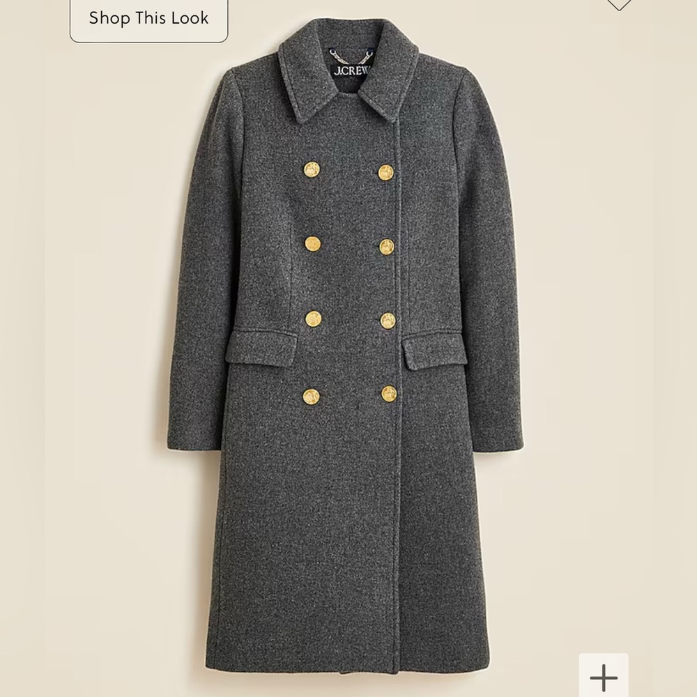 J. Crew Gray Long Nello Gori Italian Stadium Cloth Pea Coat | Size 2